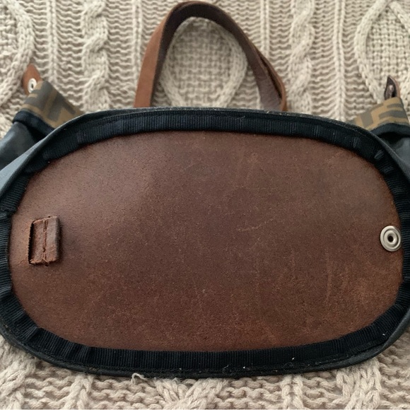 FENDI ZUCCA VINTAGE FOLDABLE NYLON/LEATHER MONOGRAM TOTE/ HANDBAG “DOUBLE F’S” - Picture 15 of 16